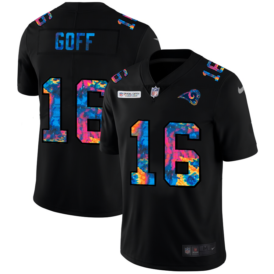 NFL Los Angeles Rams #16 Jared Goff Men Nike MultiColor Black 2020 Crucial Catch Vapor Untouchable Limited Jersey->los angeles rams->NFL Jersey
